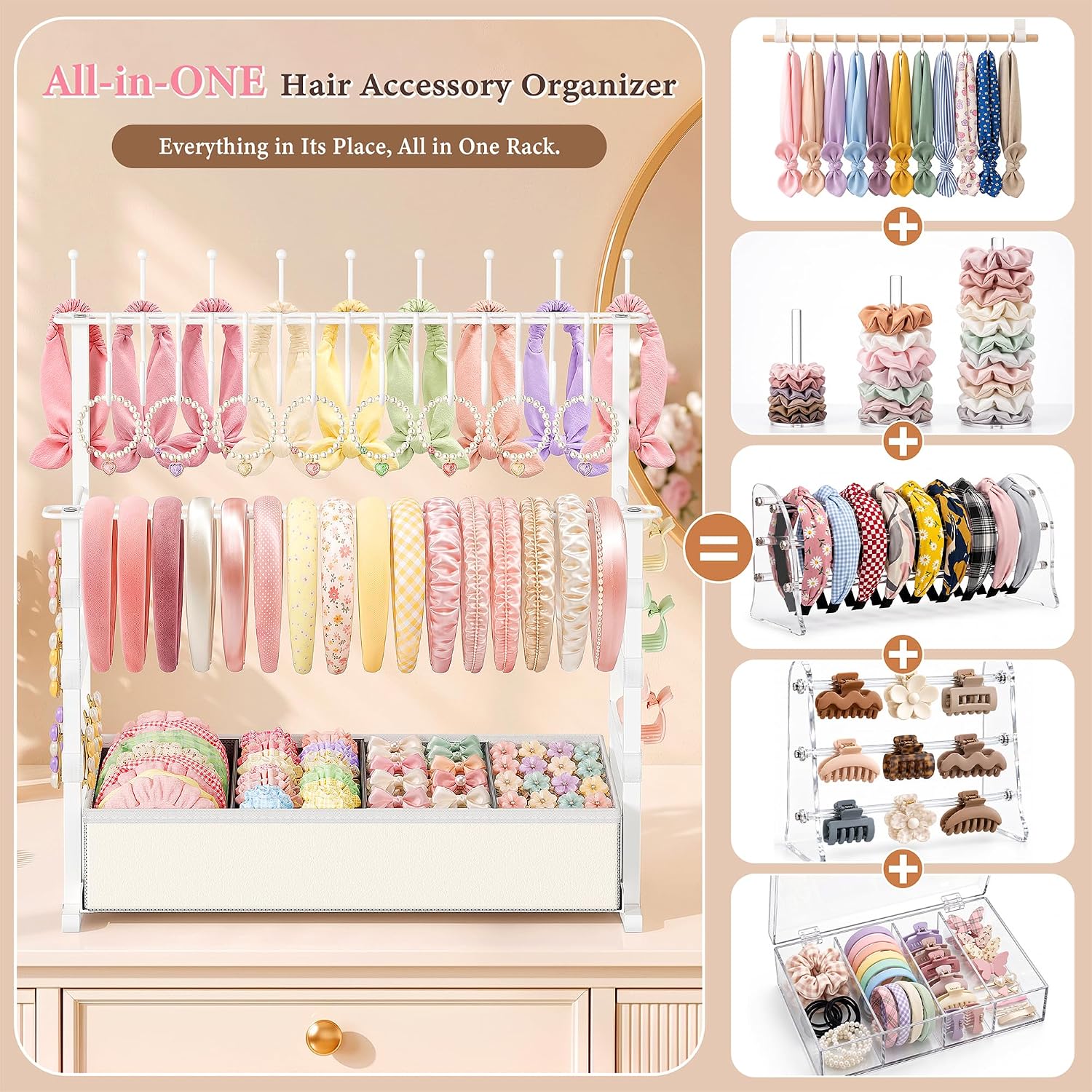 Adjustable Metal Headband Holder, Large Hair Accessory Organizer for Girls - Image 7
