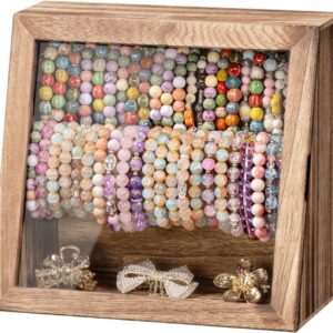 Rustic Bangle and Bracelet Organizer Case, Magnetic Clear Front