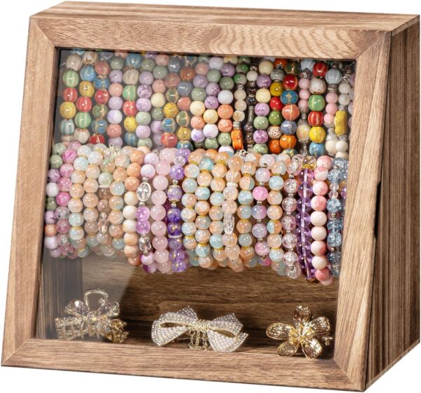 Rustic Bangle and Bracelet Organizer Case, Magnetic Clear Front
