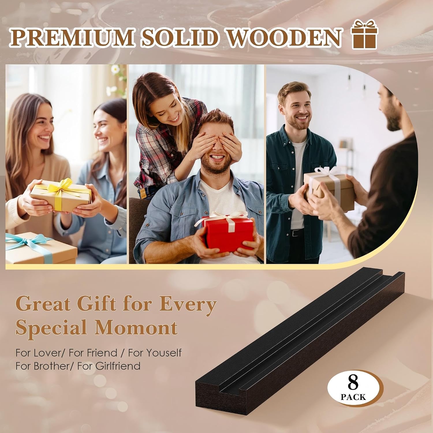 8-Pack Wood Vinyl Record Wall Shelves, 12-Inch LP Album Holder - Image 9