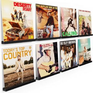 8-Pack Wood Vinyl Record Wall Shelves, 12-Inch LP Album Holder