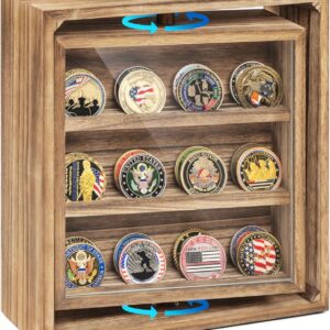 Double-Sided Rotating Challenge Coin Display Stand, Holds 33