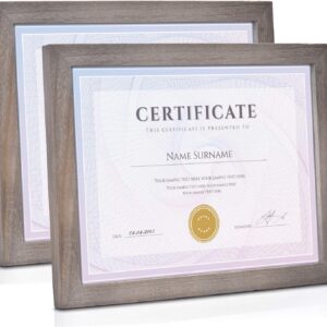 8.5x11 Diploma & Certificate Frames 2-Pack, Rustic Wood with Stand
