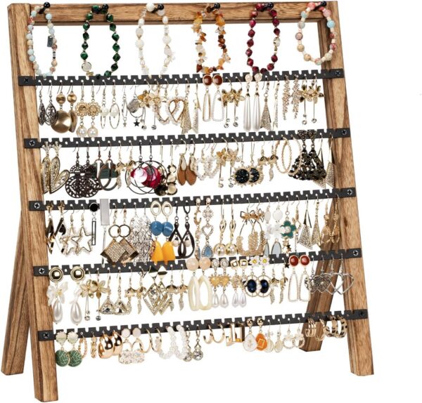 6-Tier Earring Holder Stand with 285 Holes & Bracelet Rods