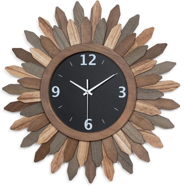 12 & 21 Inch Vintage Boho Wall Clocks Pair