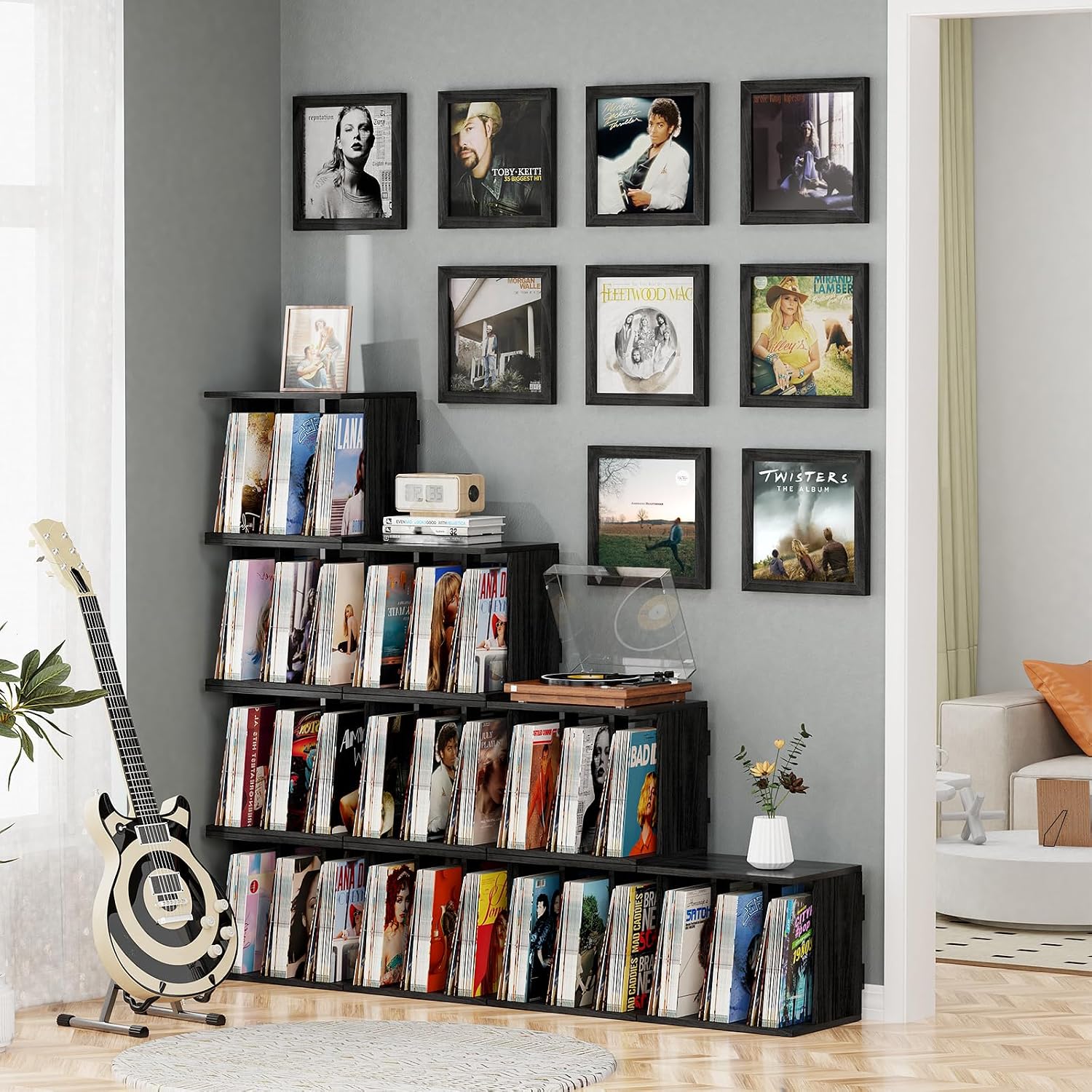 Turntable Stand with Record Storage and LP Frame Set - Image 2