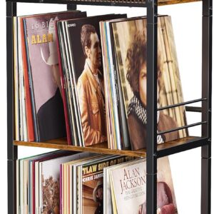 Rolling Vinyl Record Storage Cart, 3-Tier Holds 300 LP Albums