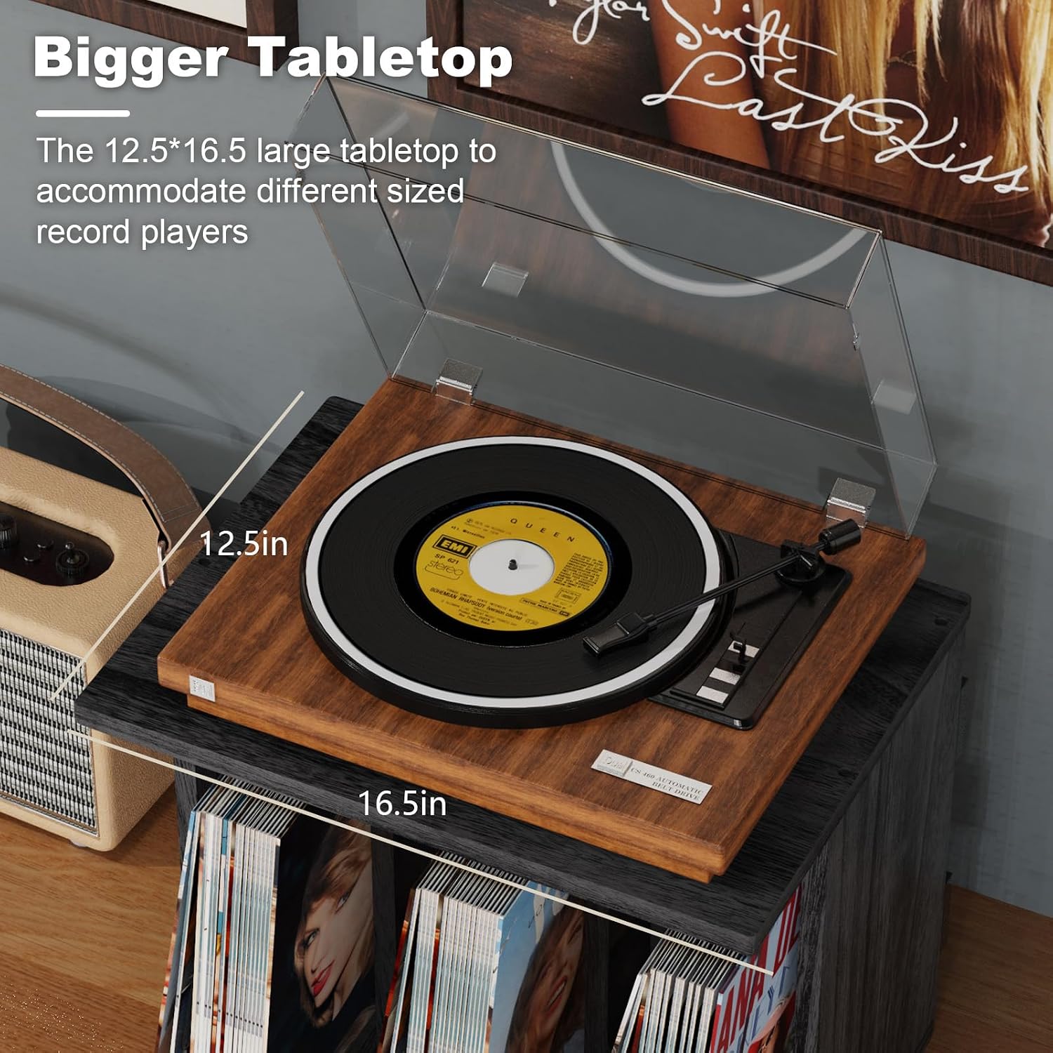 Turntable Stand with Record Storage and LP Frame Set - Image 4