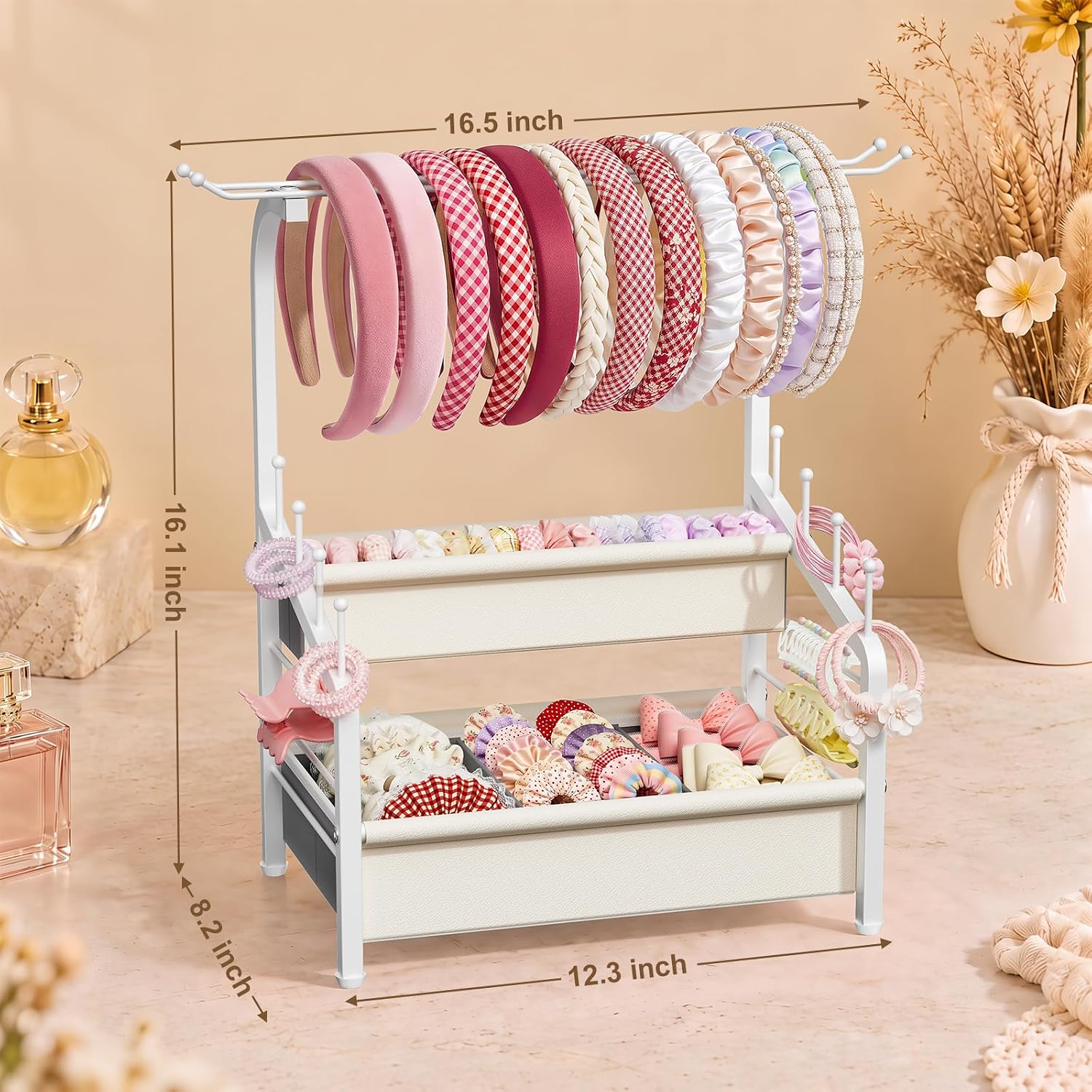2-Tier Headband Holder Stand, Hair Accessories Organizer for Girls - Image 4