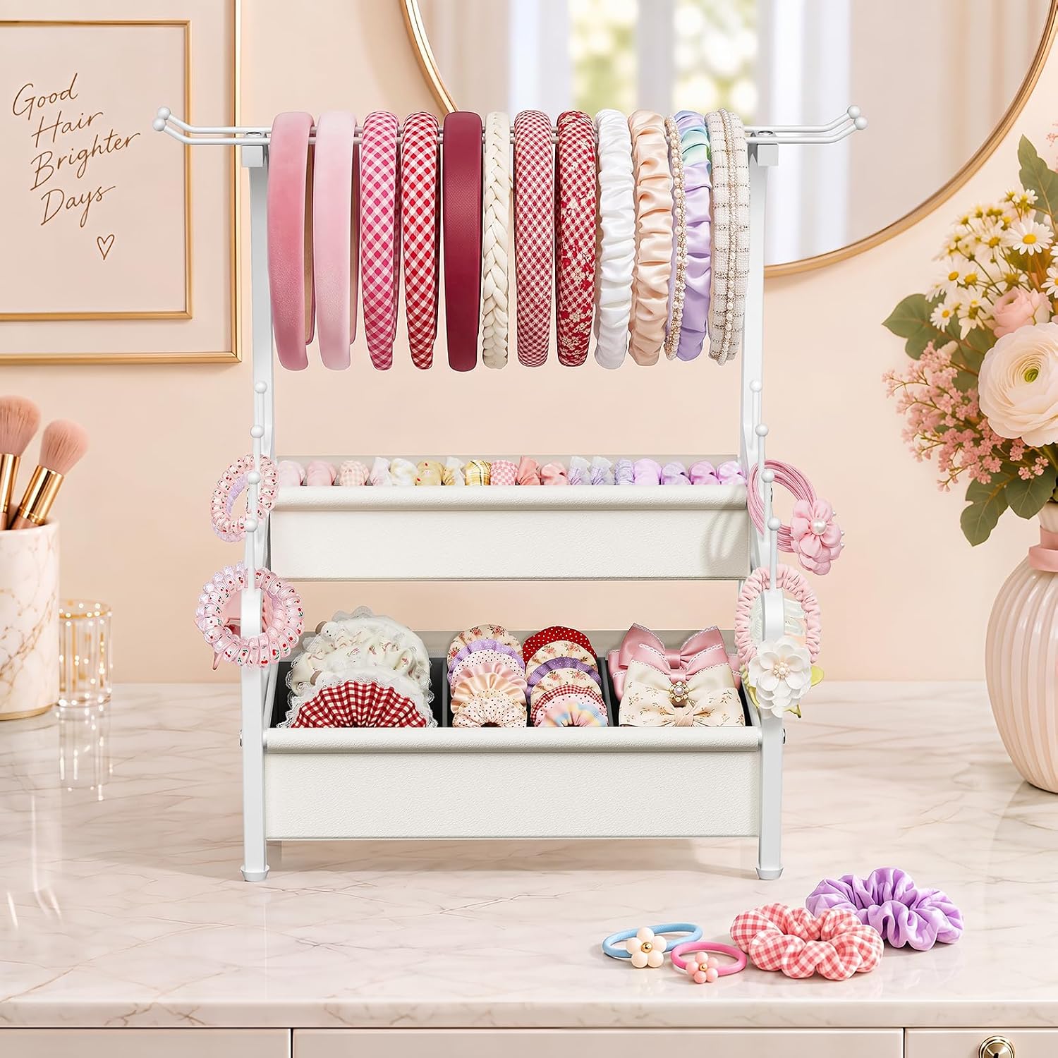 2-Tier Headband Holder Stand, Hair Accessories Organizer for Girls - Image 6