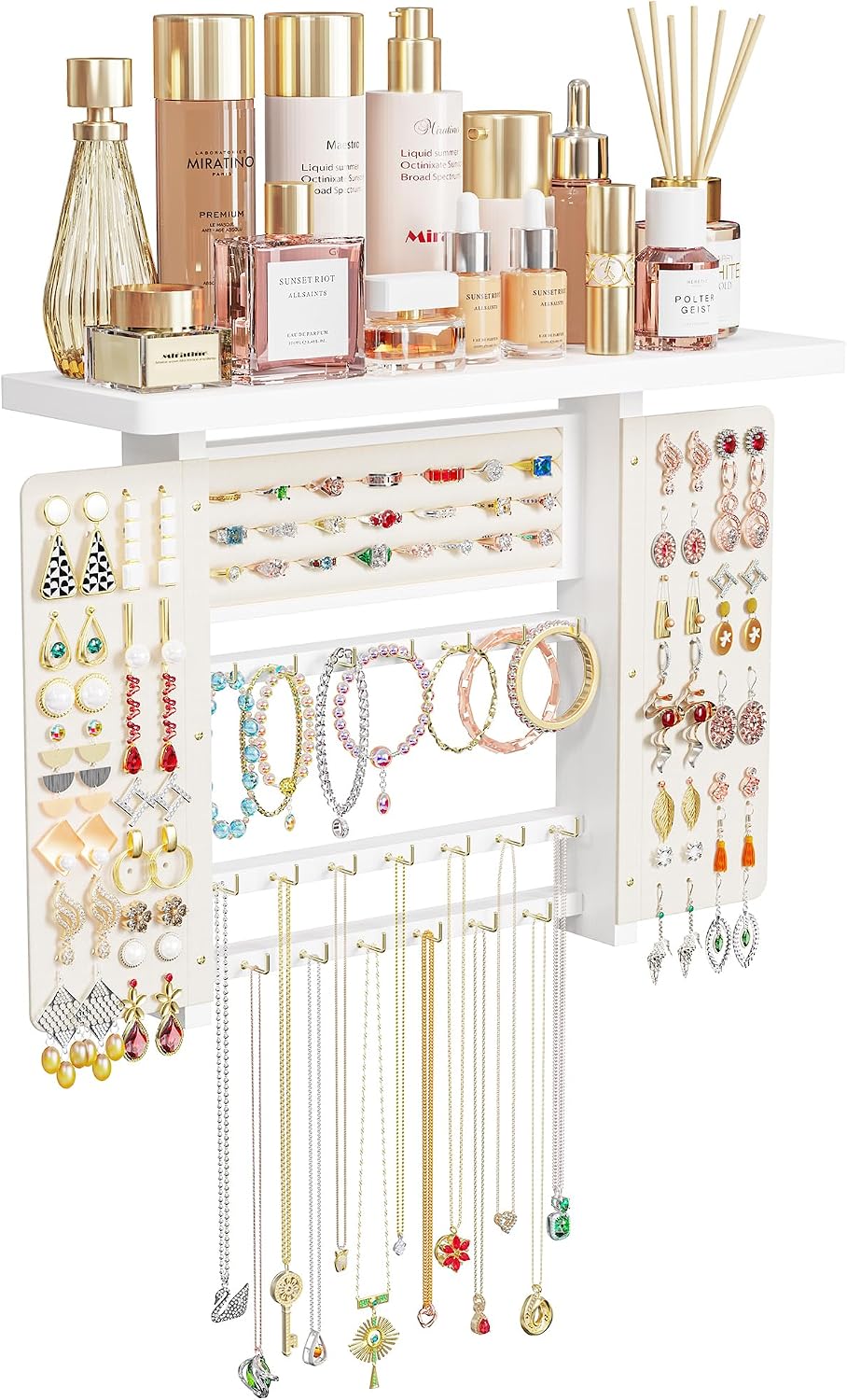 Wall-Mounted Hanging Jewelry Organizer, 5-in-1 Necklace & Earring Holder - Image 9