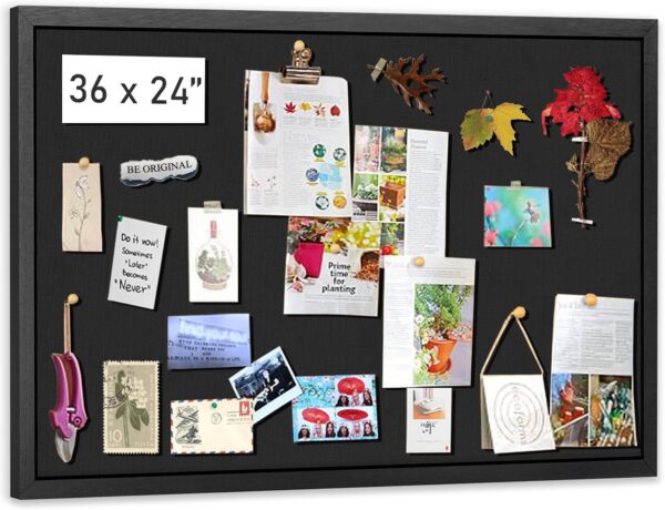Large Black Framed Cork Board 36x24, Wall Bulletin Display