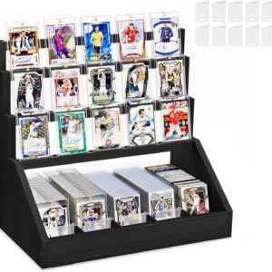 3-Tier Trading Card Display Stand with 5-Row Storage Drawer