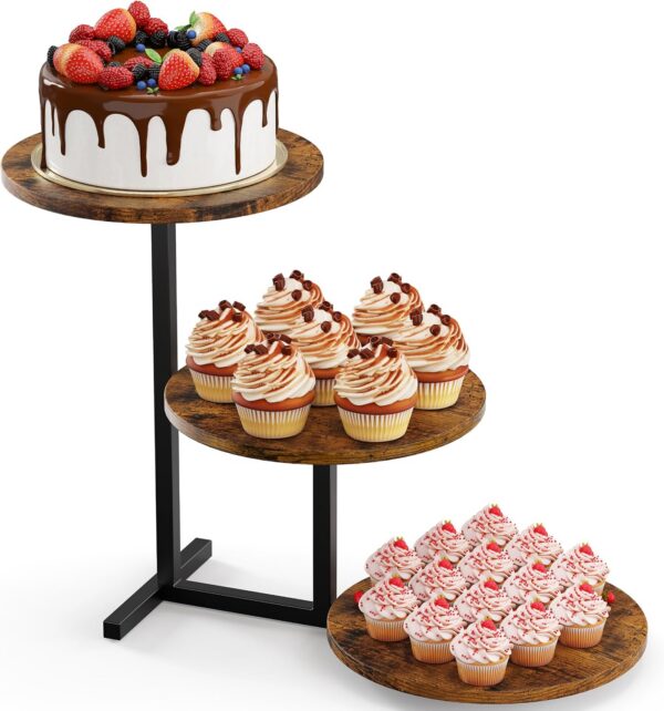 3-Tier Wooden Cupcake Stand, 24-Count Dessert Tower