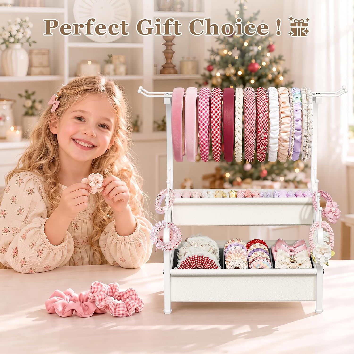 2-Tier Headband Holder Stand, Hair Accessories Organizer for Girls - Image 8