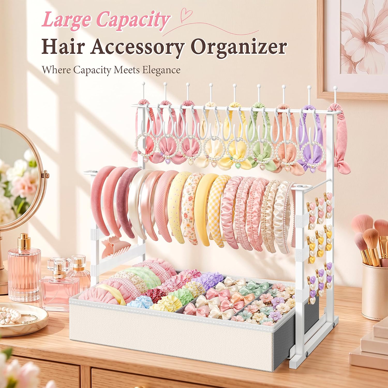 Adjustable Metal Headband Holder, Large Hair Accessory Organizer for Girls - Image 6