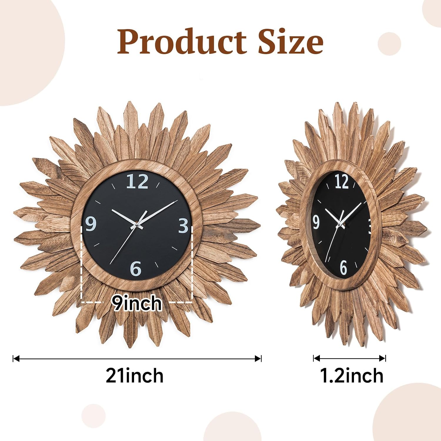 12 & 21 Inch Boho Wall Clocks Combo - Image 3