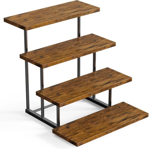 4-Tier Rectangular Wooden Cupcake Display Stand for Dessert Tables