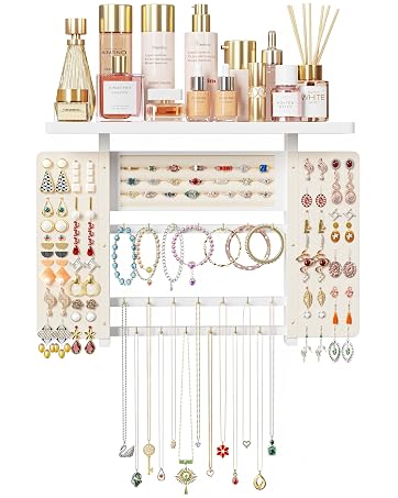 Wall-Mounted Hanging Jewelry Organizer, 5-in-1 Necklace & Earring Holder