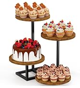 Emfogo 4 Tier Cupcake Stand for 50 Cupcakes, Wooden Round Cupcake Tower Stand