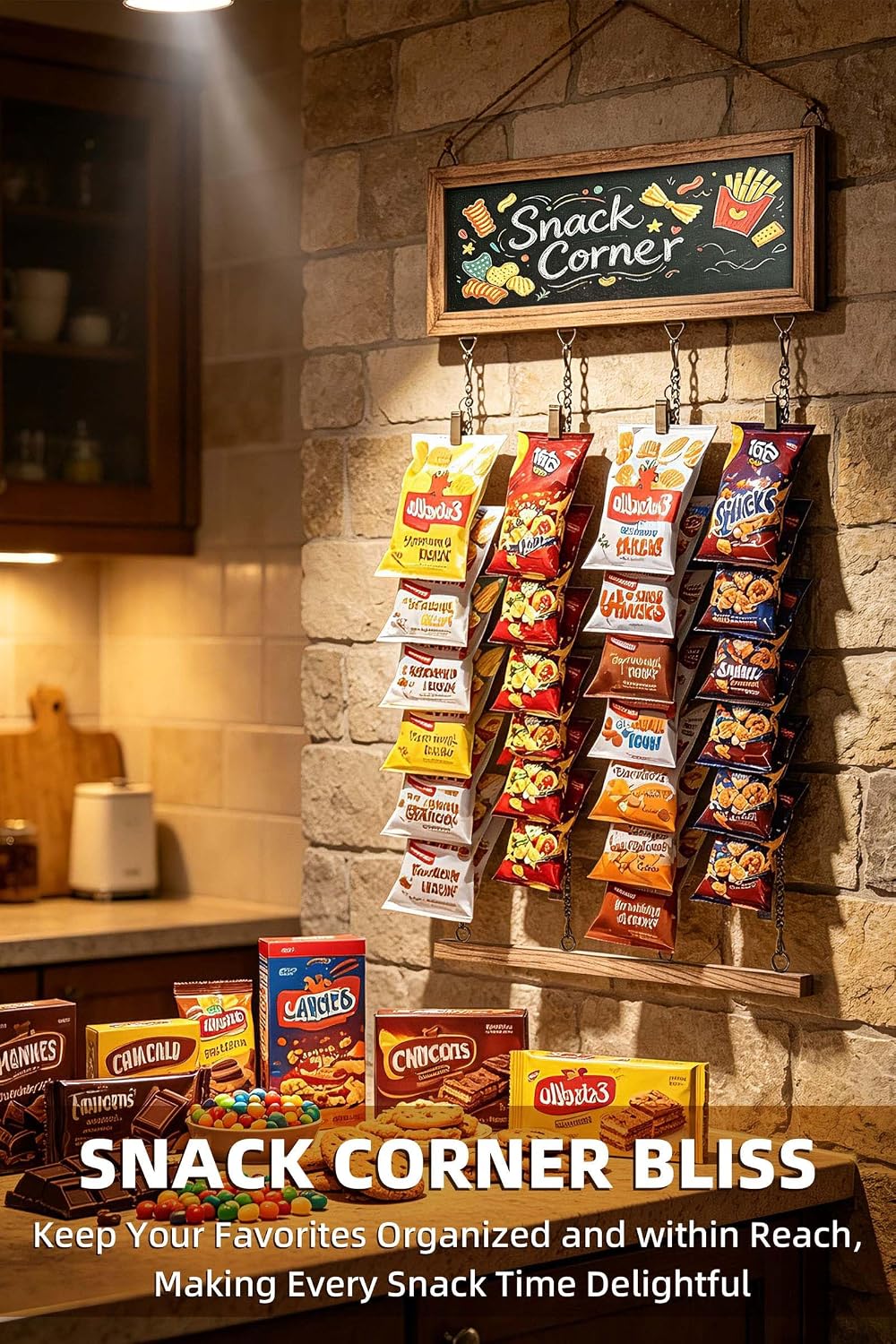 Hanging Wooden Chip Display Rack for Potato Snack Bags - Image 2