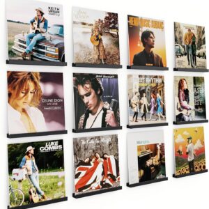12-Pack Floating Record Shelves, Wall-Mounted Vinyl Album Display