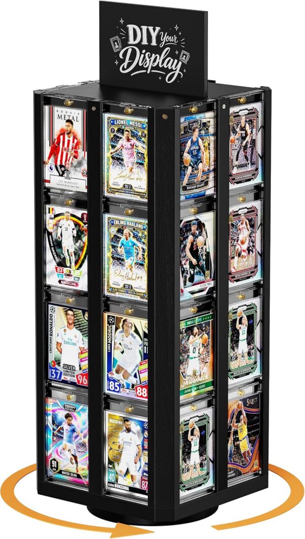 Rotating 4-Sided Trading Card Display Tower for 32 Slabs