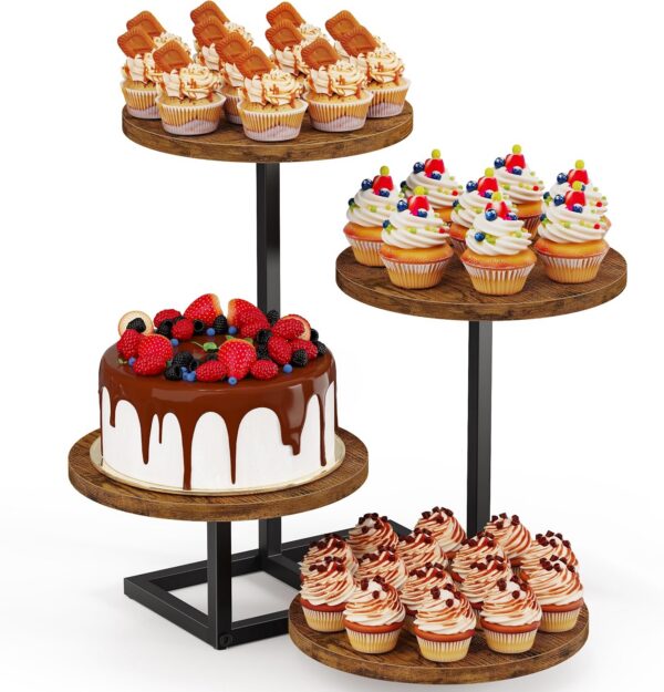 4-Tier Round Rustic Cupcake Tower, Holds 50 Desserts