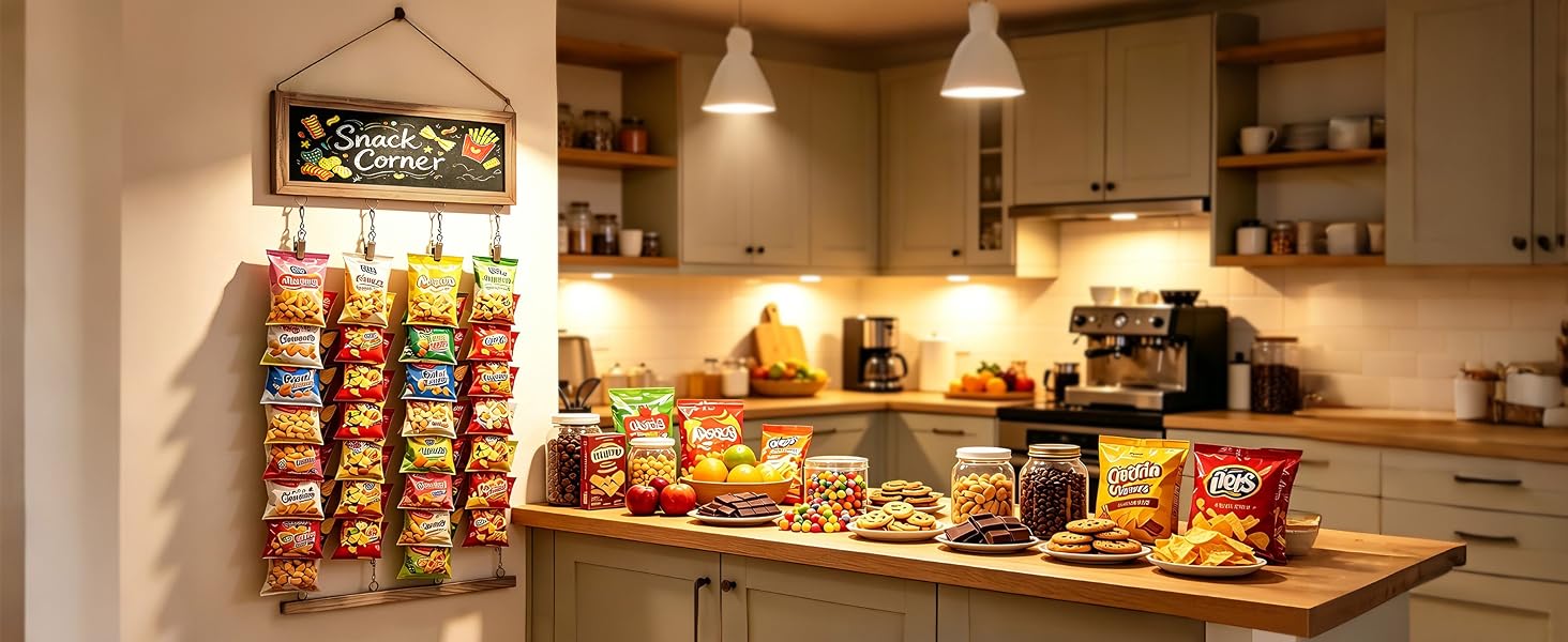 Hanging Chip Display Rack Stand Chip Holder Display for Potato Chips Snack Organizer Rack for Party