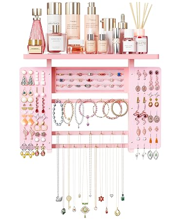 Wall-Mounted Hanging Jewelry Organizer, 5-in-1 Necklace & Earring Holder