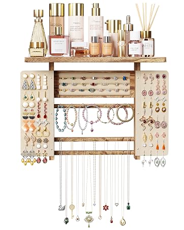 Wall-Mounted Hanging Jewelry Organizer, 5-in-1 Necklace & Earring Holder