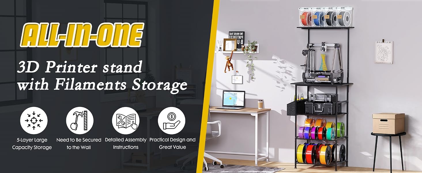 3D Printer Stand with Filament Storage