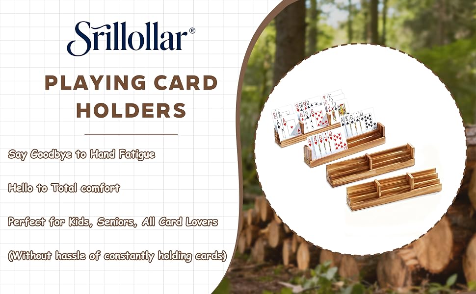Playing Card Holder for Seniors Adults Kids Wooden Card Holders for Playing Cards Wood